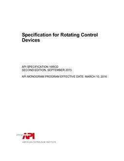 API Spec 16RCD