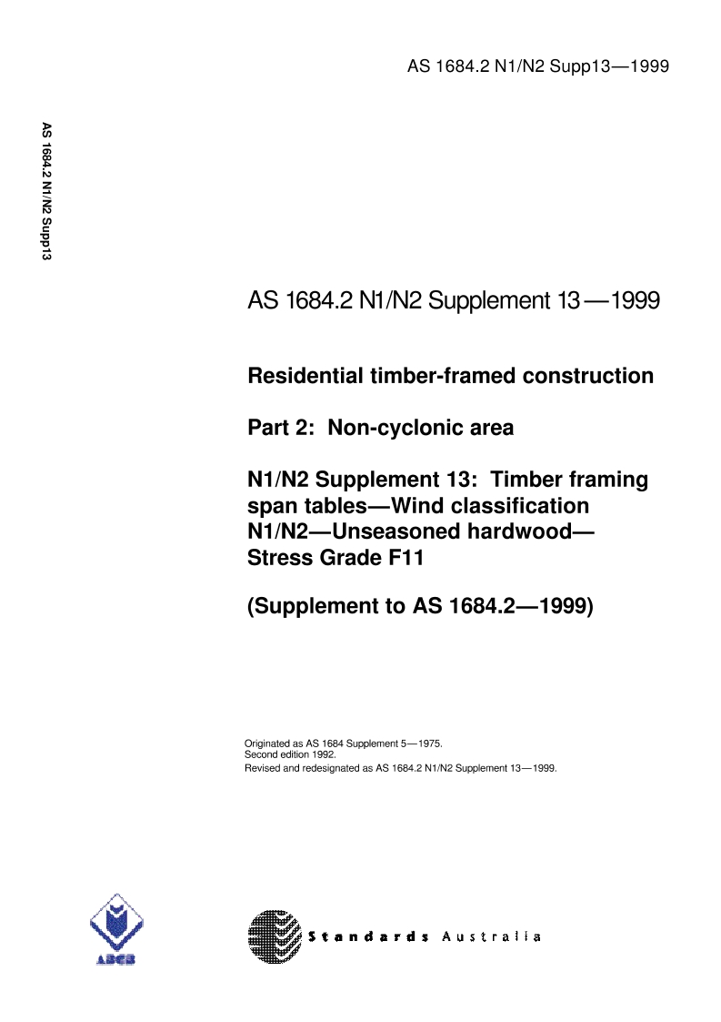 AS 1684.2 N1 N2 SUPP 13-1999