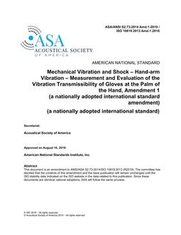 ASA S2.73-2014 Amd.1-2019 / ISO 10819:2013 Amd.1:2019